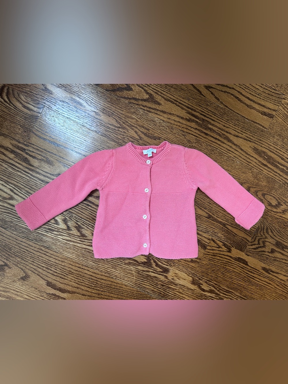Jacadi Paris Adorable Coral Pink Crewneck Cotton Sweater Cardigan - 6M